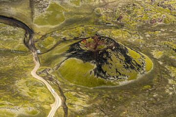 aerial view of the Laki volcano craters and volcanic system in the Highlands of southern Iceland © makasana photo