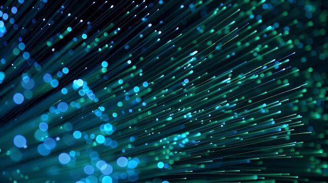Macro View of Glowing Fiber Optic Cable Bundle Video.