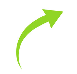 A green arrow icon and 3d vector illustration set featuring a glossy business growth symbol and web pointer shape for success on white background