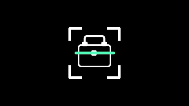 A professional briefcase icon is focused within a scan frame to symbolize the identification of business or work assets