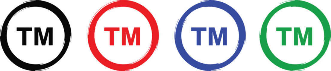 Trademark symbol icons in different colors circle design