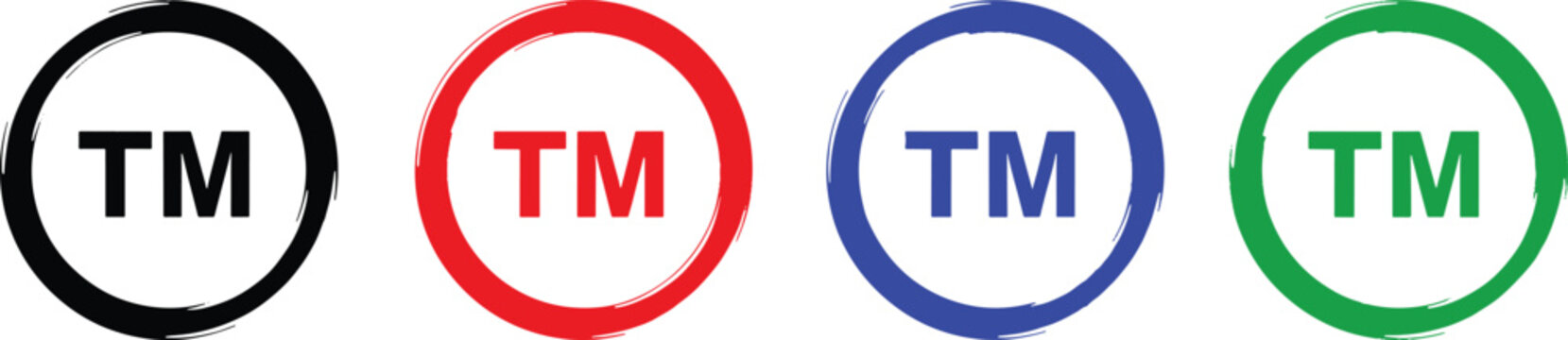 Trademark symbol icons in different colors circle design