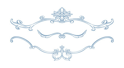 Obraz premium Vintage Baroque border set. Baroque border Victorian hand drawn frame, ornate with classic acanthus leaves and rustic florals. Whimsical decorative elements for wedding invitation, card, certificate, 