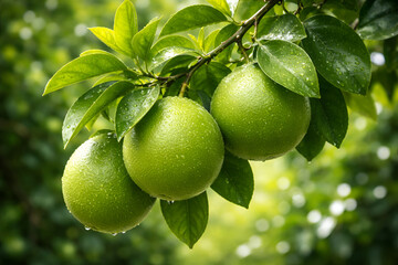 Green Tropical Plant Leaves Isolated on White Background