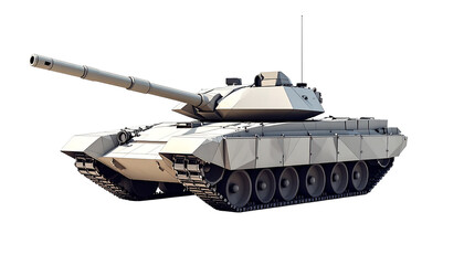 Geometric Low Poly Armored Tank for Military Use in PNG Format, Isolated on Transparent Background