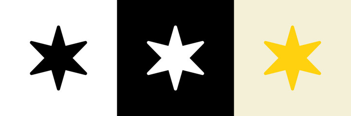 Obraz premium 尖った星のキラキラアイコン（ベクター）