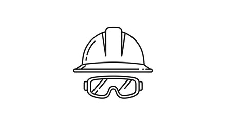 Hard Hat and Safety Goggles Illustration.