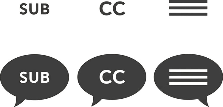 Subtitle and closed caption speech bubble icons for video content