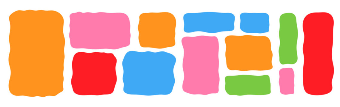 Soft edged organic rectangles with smooth wavy silhouettes. Suitable for text areas and modern layouts.