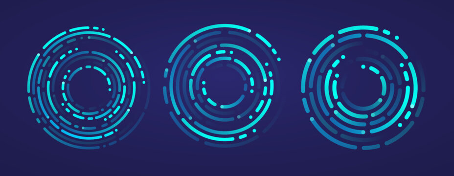 Dynamic circular wave rhythm with dots and lines.