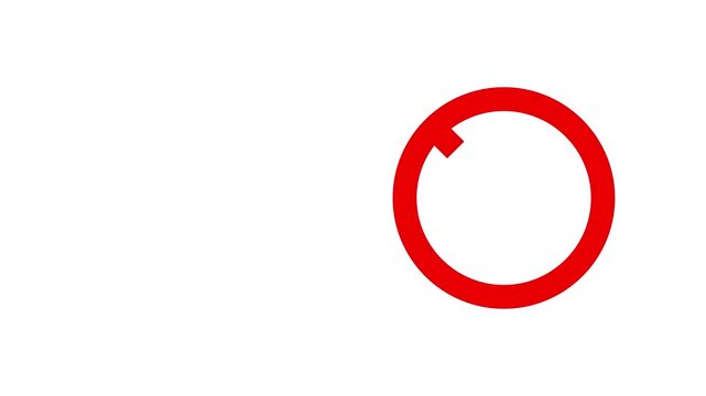 Red circle and diagonal line animation of the prohibition attention sign. Ban symbol. Shape animation on a white background. Access denied