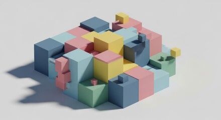 Obraz premium Colorful Geometric Block Arrangement. Concept featuring geometric, blocks, colorful, abstract, shapes.
