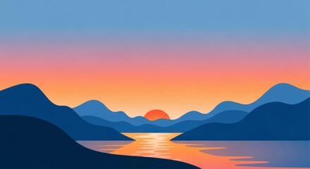 Fototapeta premium Serene Sunset Over Mountains