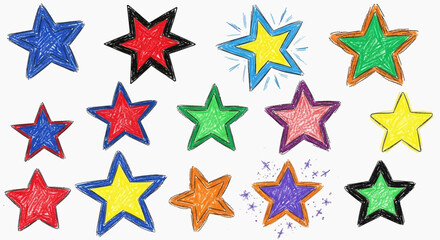 Obraz premium Whimsical hand drawn star illustration offering a nostalgic and cheerful ambiance for various