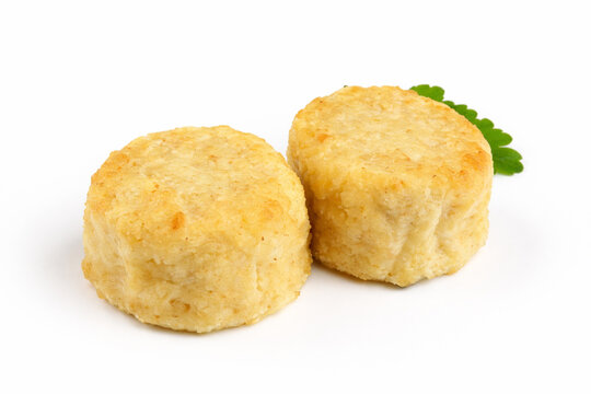 Crottins de fromage de ch&egrave;vre sur fond blanc