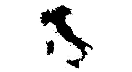 Fototapeta premium Black silhouette of Italy map with islands Sardinia and Sicily on white background