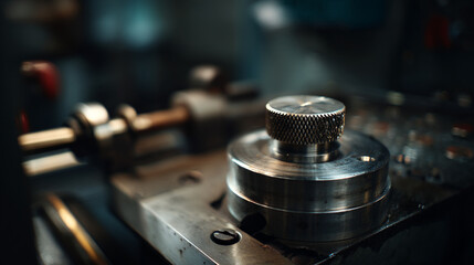 Detailed View of Knurled Metal Knob on Industrial Machinery