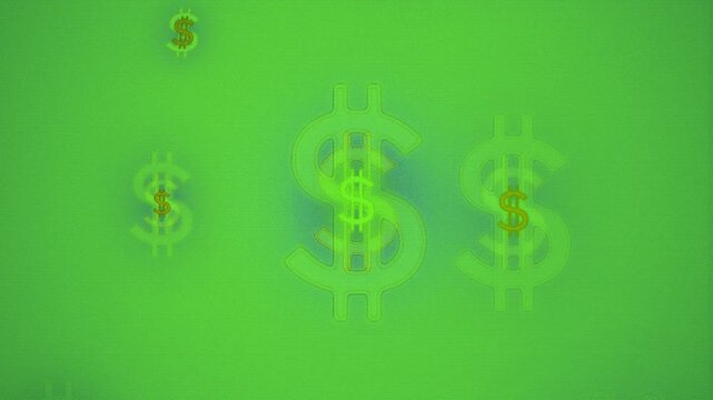 Looping animation of green dollar icons rising smoothly, minimalist black backdrop for economy visual