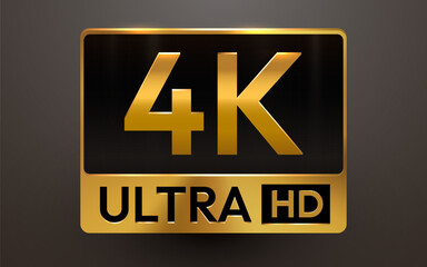 Golden 4K Ultra HD emblem. A symbol of superior resolution and modern display technology.