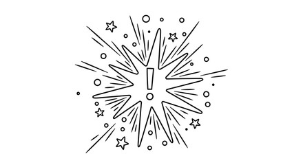 Obraz premium Explosion of Stars and Dots with Exclamation Mark, Hand Drawn Style