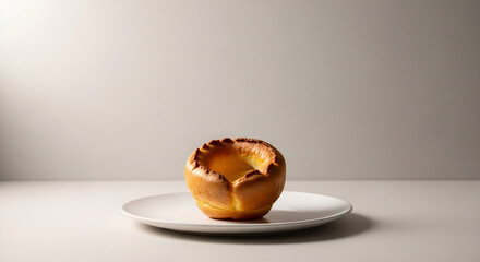 Clean food background featuring Yorkshire pudding with generous copy space.