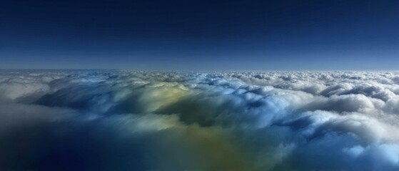 Fototapeta premium Panoramic cloudy sky and wide horizon featuring a beautiful cloudscape background for web design, nature advertising, and header templates with natural daylight