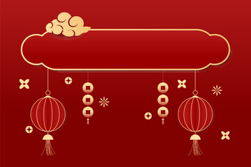 Happy Chinese new year 2026 , modern design set in red, gold and white colors , Year of the horse zodiac , Asia oriental traditional ornament, frame and border ,	
