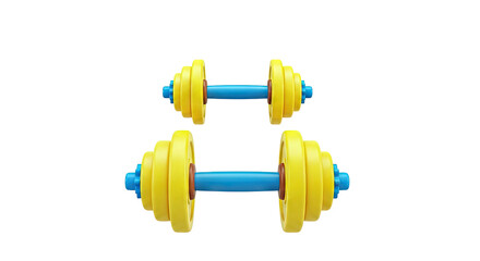 Yellow and Blue Dumbbells