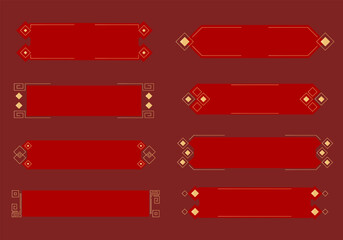 Happy Chinese new year 2026 , modern design set in red, gold and white colors , Year of the horse zodiac , Asia oriental traditional ornament, frame and border ,	
