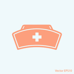Obraz premium Nurse Cap Icon with Cross Symbol, Healthcare Medical Symbol