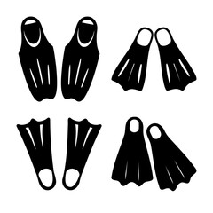 Collection of various swimming fins and flippers for aquatic sports and diving activities © Mobin11