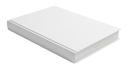 Standing blank white hardcover book mockup, for cover design. Isolated on transparent background, png
