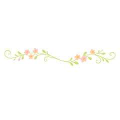 Decorative Floral Divider with Curved Vines and Flowers
