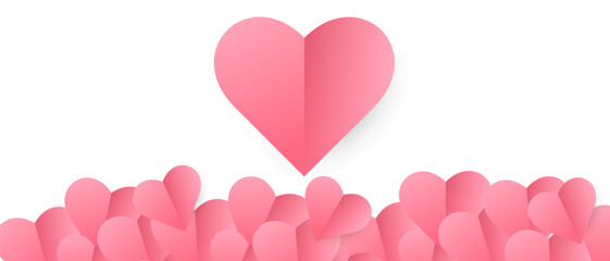 Set of Happy Valentine's day , heart and Love Minimalist Art , pink gradient	
