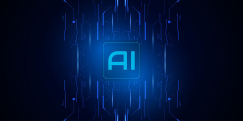 Artificial Intelligence ,AI chipset on circuit board, futuristic Technology Concept	
