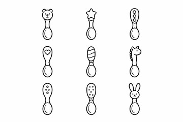 Cute black and white baby rattles with animal and shape designs