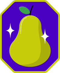 Pear Badge Sticker Illustration