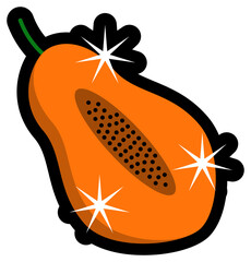 Papaya Badge Sticker Illustration