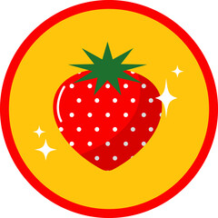 Strawberry Badge Sticker Illustration