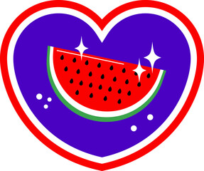 Watermelon Badge Sticker Illustration