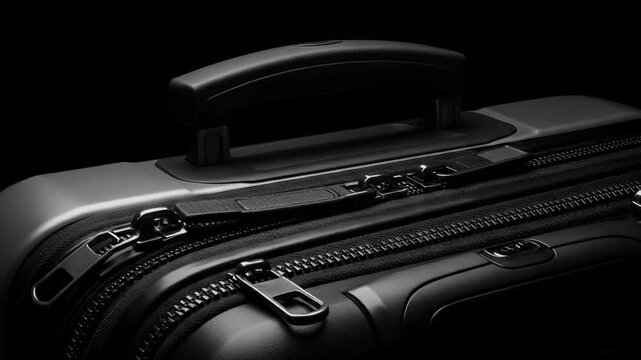 Grey and Black Suitcase Close Up Dark Background