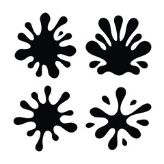 Obraz premium Dynamic black ink splatters set on white background, perfect for creative design projects