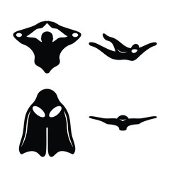 Obraz premium Collection of diverse black silhouettes depicting various poses and a ghost figure