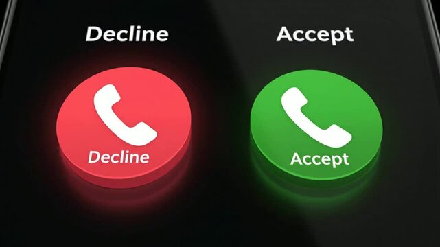 Mobile phone call screen with accept and decline buttons smartphone
