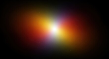 Beautiful colorful light burst in center of dark space, featuring red, orange, yellow, green, and blue spectrum