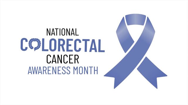 Colorectal Cancer Awareness Month . Educate, screen early, and stand together against colorectal cancer.  Motion video  awareness  animated Ribbon.