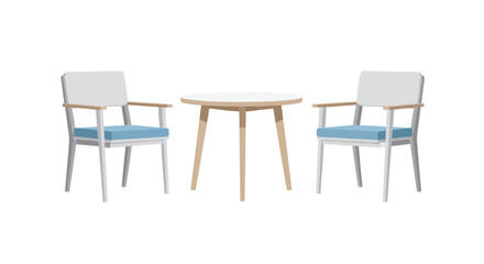 Modern furniture set with two chairs and round table