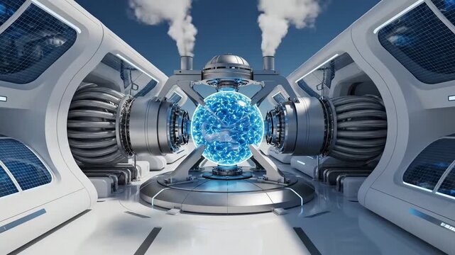 Futuristic Nuclear Fusion Reactor Core Generating Clean Energy in a Sci-Fi Power Plant.
