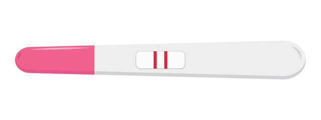 Pregnancy test with two red lines. Positive result. Flat vector illustration isolated on a white background © tiena