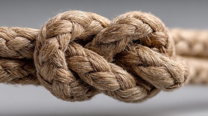 Fototapeta premium Woven Rope Pattern Forms a Subtle Infinity Shape in a Close View Showing the Details of the Material and Weave Style